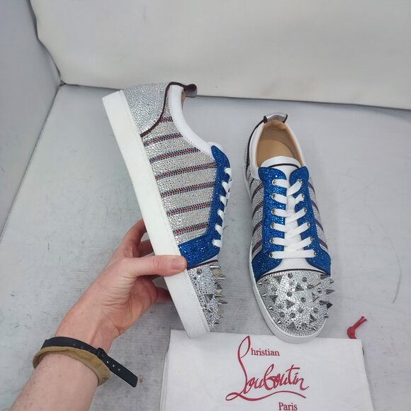 Christian Louboutin Junior Spike Bejeweled Spike Low Top Sneaker